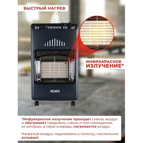 Газовый инфракрасный обогреватель РЕСАНТА ПГ-4200Б (67/5/13)  4200 Вт, 60 м2, 220 В