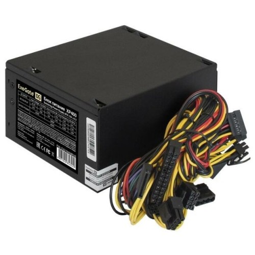 Блок питания 400W ExeGate XP400, ATX, PC, black, 12cm fan, 24p+4p, 3*SATA, 2*IDE, FDD + кабель 220V в комплекте