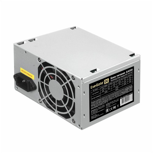 Блок питания 500W ExeGate AA500, ATX, 8cm fan, 24p+4p, 2*SATA, 1*IDE