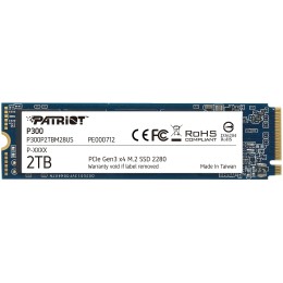 Твердотельный накопитель SSD M.2 Patriot 1Tb P300 (PCI-E 3.0 x4, up to 2100/1650MBs, 290000 IOPs, 3D TLC, SMI2263XT, TBW 320Tb, 22х80mm)