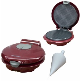 Вафельница WILLMARK WM-103R (1 круглая ваф. форма, терморегулятор, 750Вт, конус для морож., красная)