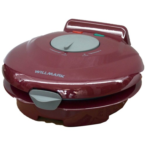 Вафельница WILLMARK WM-103R (1 круглая ваф. форма, терморегулятор, 750Вт, конус для морож., красная)