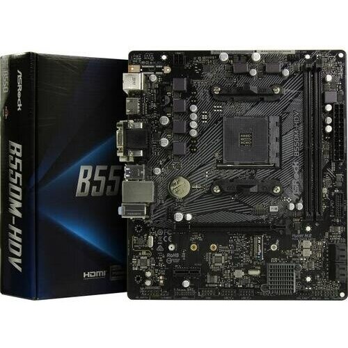 Материнская плата Asrock B550M-HDV Soc-AM4 AMD B550 2xDDR4 mATX AC`97 8ch(7.1) GbLAN RAID+VGA+DVI+HDMI