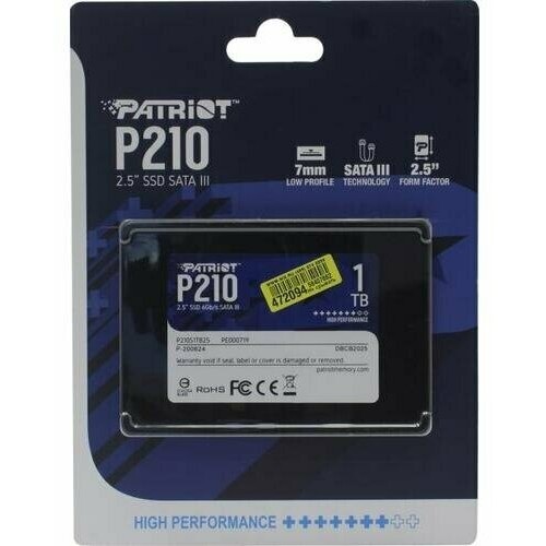 Накопитель SSD Patriot SATA III 1Tb P210S1TB25 P210 2.5"