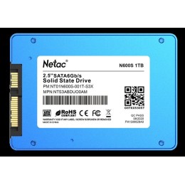 Накопитель SSD 2.5" Netac 1.0Tb N600S Series <NT01N600S-001T-S3X> Retail (SATA3, up to 560/520MBs, 3D TLC, 7mm)