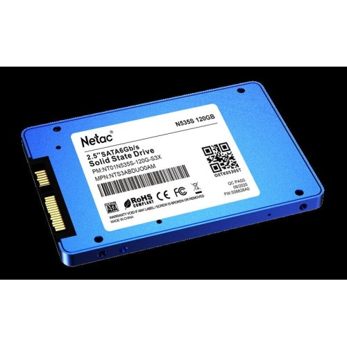 Накопитель SSD 2.5" Netac 120Gb N535S Series <NT01N535S-120G-S3X> Retail (SATA3, up to 510/440MBs, 3D TLC, 7mm)