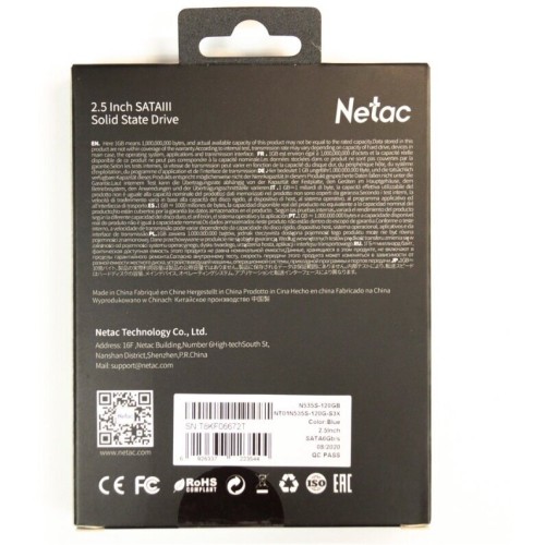 Накопитель SSD 2.5" Netac 120Gb N535S Series <NT01N535S-120G-S3X> Retail (SATA3, up to 510/440MBs, 3D TLC, 7mm)