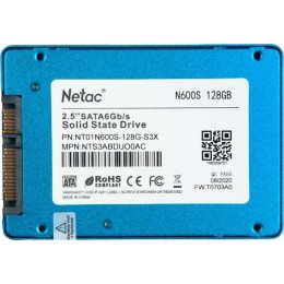 Накопитель SSD 2.5" Netac 128Gb N600S Series <NT01N600S-128G-S3X> Retail (SATA3, up to 510/440MBs, 3D TLC, 7mm)
