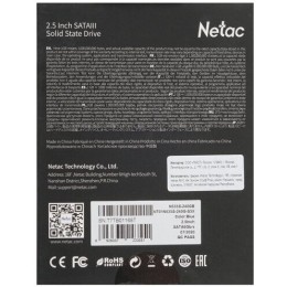 Накопитель SSD Netac 240Gb N535S Series 2.5"<NT01N535S-240G-S3X> Retail (SATA3, up to 540/490MBs, 3D TLC, 7mm)
