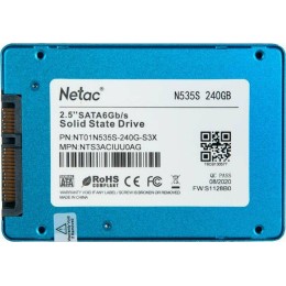 Накопитель SSD Netac 240Gb N535S Series 2.5"<NT01N535S-240G-S3X> Retail (SATA3, up to 540/490MBs, 3D TLC, 7mm)