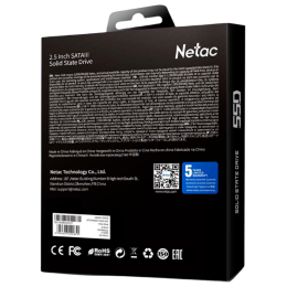 Накопитель SSD  2.5" Netac 256Gb N600S Series <NT01N600S-256G-S3X> Retail (SATA3, up to 540/490MBs, 3D TLC, 7mm)