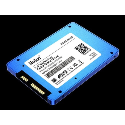 Накопитель SSD 2.5" Netac 480Gb N535S Series <NT01N535S-480G-S3X> Retail (SATA3, up to 540/490MBs, 3D TLC, 7mm)