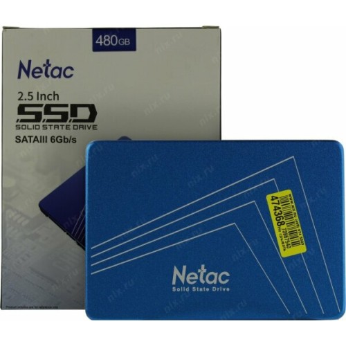 Накопитель SSD 2.5" Netac 480Gb N535S Series <NT01N535S-480G-S3X> Retail (SATA3, up to 540/490MBs, 3D TLC, 7mm)