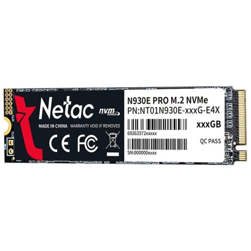 Накопитель SSD M.2 Netac 128Gb N930E Pro Series <NT01N930E-128G-E4X> Retail (PCI-E 3.1 x4, up to 970/650MBs, 3D TLC/QLC, NVMe 1.3, 22х80mm)