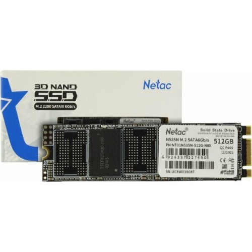 Накопитель SSD mSATA Netac 512Gb N5M Series <NT01N5M-512G-M3X> Retail (SATA3, up to 540/490MBs, 3D TLC)