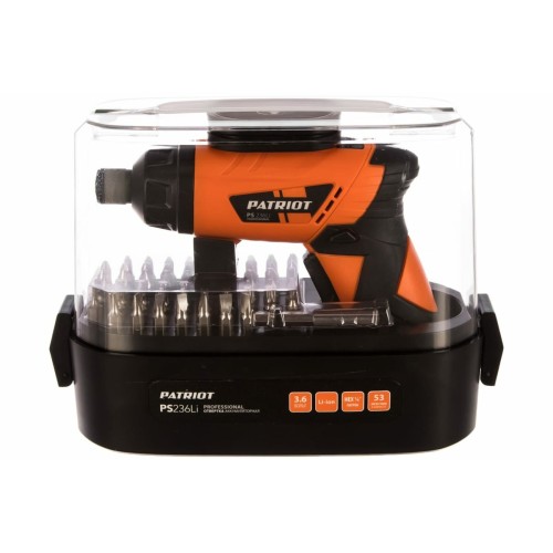 Отвертка аккумуляторная PATRIOT PS 236; напряжение: 3,6V; кейс; комплект бит