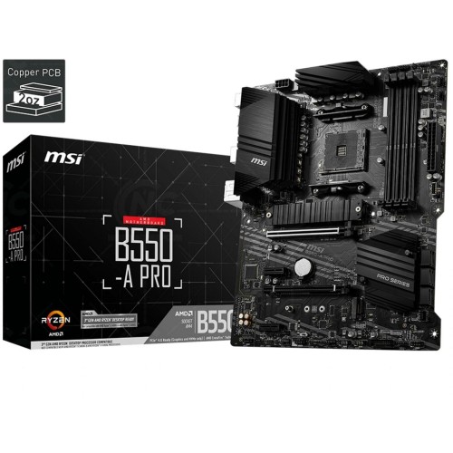 Материнская плата MSI B550-A PRO (AM4, 4xDDR4, 1xPCI-Ex16, 2xPCI-Ex1, USB3.2, 6xSATA III,2xM.2, DP, HDMI) ATX Retail