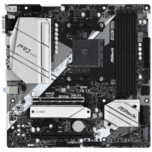 Материнская плата ASROCK B550M PRO4 (AM4, AMD B550, 4xDDR4,2xPCIe x16,2xPCI Ex1, 6 SATA3 , M.2, DP,HDMI,D-Sub, USB 3.2) mATX retail