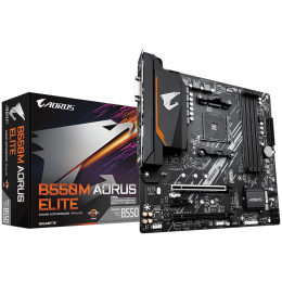 Материнская плата GIGABYTE B550M AORUS ELITE / AMD B550 AM4 4xDDR4-4733 2xM.2 4xSATA DVI-D HDMI / mATX