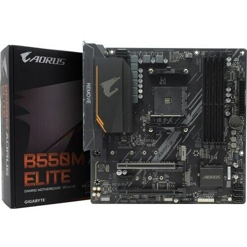 Материнская плата GIGABYTE B550M AORUS ELITE / AMD B550 AM4 4xDDR4-4733 2xM.2 4xSATA DVI-D HDMI / mATX