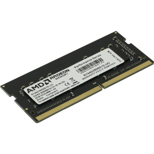 Модуль памяти 4GB AMD Radeon™ DDR4 2666 SO DIMM R7 Performance Series Black R744G2606S1S-UO Non-ECC, CL16, 1.2V, Bulk