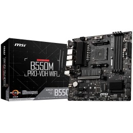 Материнская плата MSI B550M PRO-VDH WIFI Soc-AM4 AMD B550 4xDDR4 mATX AC`97 8ch(7.1) GbLAN RAID+HDMI+DP