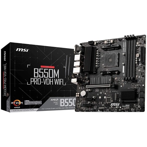 Материнская плата MSI B550M PRO-VDH WIFI Soc-AM4 AMD B550 4xDDR4 mATX AC`97 8ch(7.1) GbLAN RAID+HDMI+DP