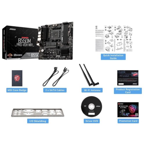 Материнская плата MSI B550M PRO-VDH WIFI Soc-AM4 AMD B550 4xDDR4 mATX AC`97 8ch(7.1) GbLAN RAID+HDMI+DP