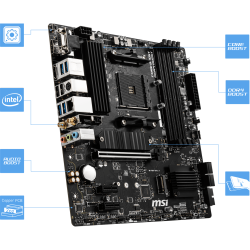 Материнская плата MSI B550M PRO-VDH WIFI Soc-AM4 AMD B550 4xDDR4 mATX AC`97 8ch(7.1) GbLAN RAID+HDMI+DP