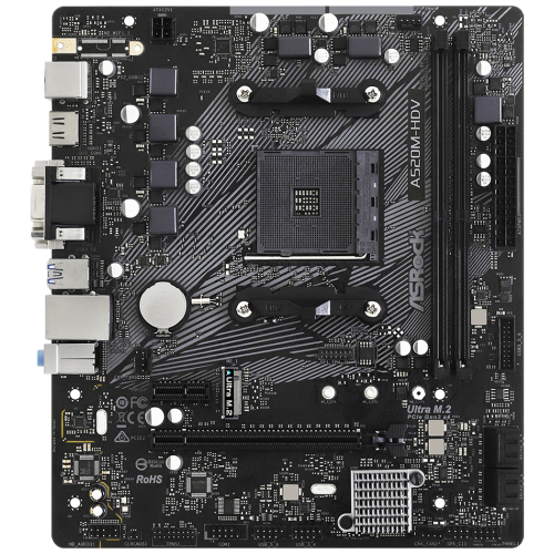 Материнская плата Asrock A520M-HDV Soc-AM4 AMD A520 2xDDR4 mATX AC`97 8ch(7.1) GbLAN RAID+VGA+DVI+HDMI