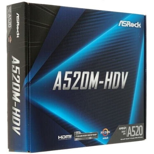 Материнская плата Asrock A520M-HDV Soc-AM4 AMD A520 2xDDR4 mATX AC`97 8ch(7.1) GbLAN RAID+VGA+DVI+HDMI