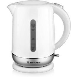 Электрочайник BRAYER, 2200 Вт, 1,7 л, термост.пластик, автоотключ, STRIX, моющ. Фильтр