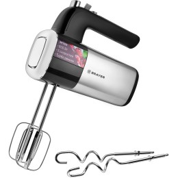 Миксер BRAYER, 800 Вт, 5 скор.реж, турбо,насад. венчики, насад для взбивания