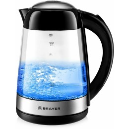 Электрочайник BRAYER BR1012 2200 Вт, 1,7 л, высококач.стекло, подсвет, автоотключ при закип