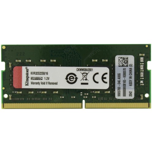 Модуль памяти SO-DIMM DDR 4 DIMM 16Gb PC25600, 3200Mhz, Kingston (KVR32S22S8/16) (retail)