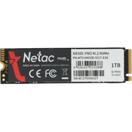 Накопитель SSD M.2 Netac 1.0Tb N930E Pro Series <NT01N930E-001T-E4X> Retail (PCI-E 3.1 x4, up to 2080/1700MBs, 3D TLC/QLC, NVMe 1.3, 22х80mm)