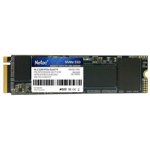 Накопитель SSD M.2 Netac 1.0Tb N950E Pro Series <NT01N950E-001T-E4X> Retail (PCI-E 3.1 x4, up to 3350/2800MBs, 3D NAND, NVMe 1.3, 22х80mm)