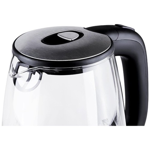 Электрочайник BQ KT1834G Сталь-Черный, 2200Вт, объем 1.7л, Жаропрочное стекло, Фильтр