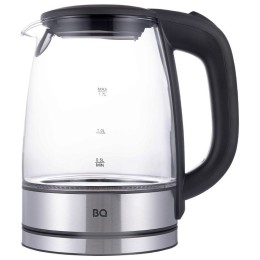 Электрочайник BQ KT1834G Сталь-Черный, 2200Вт, объем 1.7л, Жаропрочное стекло, Фильтр