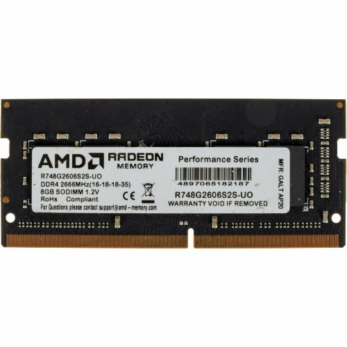 Память AMD 8Gb DDR4 2666MHz R748G2606S2S-UO OEM PC4-21300 CL16 SO-DIMM 260-pin 1.2В