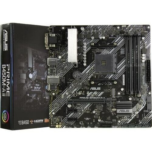 Материнская плата Asus PRIME B450M-A II Soc-AM4 AMD B450 4xDDR4 mATX AC`97 8ch(7.1) GbLAN RAID+VGA+DVI+HDMI