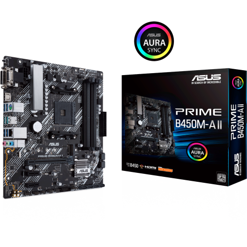 Материнская плата Asus PRIME B450M-A II Soc-AM4 AMD B450 4xDDR4 mATX AC`97 8ch(7.1) GbLAN RAID+VGA+DVI+HDMI
