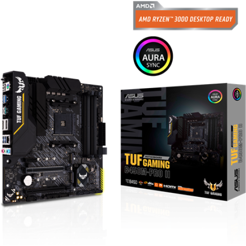 Материнская плата Asus TUF GAMING B450M-PRO II Soc-AM4 AMD B450 4xDDR4 mATX AC`97 8ch(7.1) GbLAN RAID+HDMI+DP