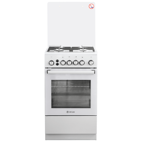 Газовая плита DE LUXE 5040.40г (кр) ЧР-012 серый (стеклянная крышка) реш.чугун