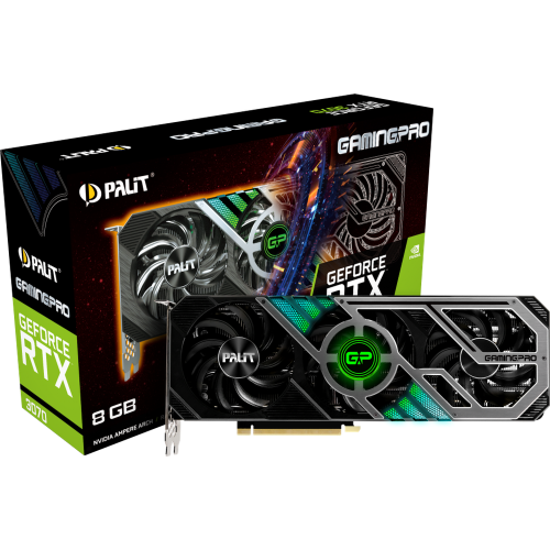 Видеокарта Palit PCI-E 4.0 PA-RTX3070 GAMINGPRO 8G LHR NVIDIA GeForce RTX 3070 8192Mb 256 GDDR6 1500/14000/HDMIx1/DPx3/HDCP Ret