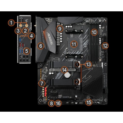 Материнская плата Gigabyte B550 AORUS ELITE AX V2, RTL