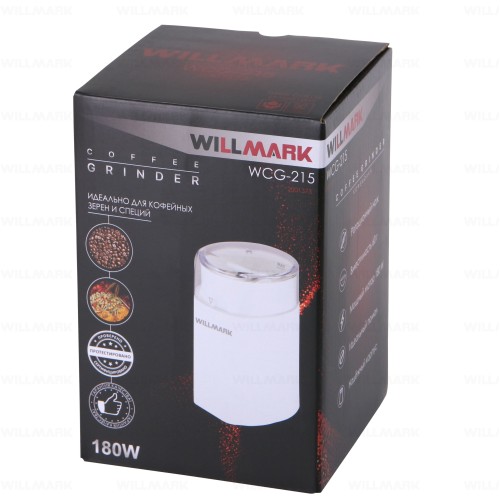 Кофемолка WILLMARK WCG-215 (180Вт, 60г., ротационный нож, цвета) (Белый)