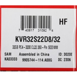 Модуль памяти Kingston DDR4   32GB (PC4-25600)  3200MHz DR x8 SO-DIMM