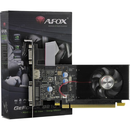 Видеокарта AFOX AF210-1024D2LG2 GEFORCE G210 1GB DDR2 64BIT DVI HDMI VGA LP HEATSINK RETAIL PACK