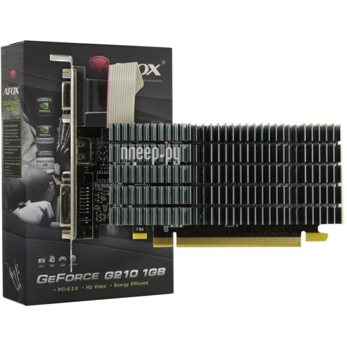 Видеокарта AFOX AF210-1024D2LG2 GEFORCE G210 1GB DDR2 64BIT DVI HDMI VGA LP HEATSINK RETAIL PACK